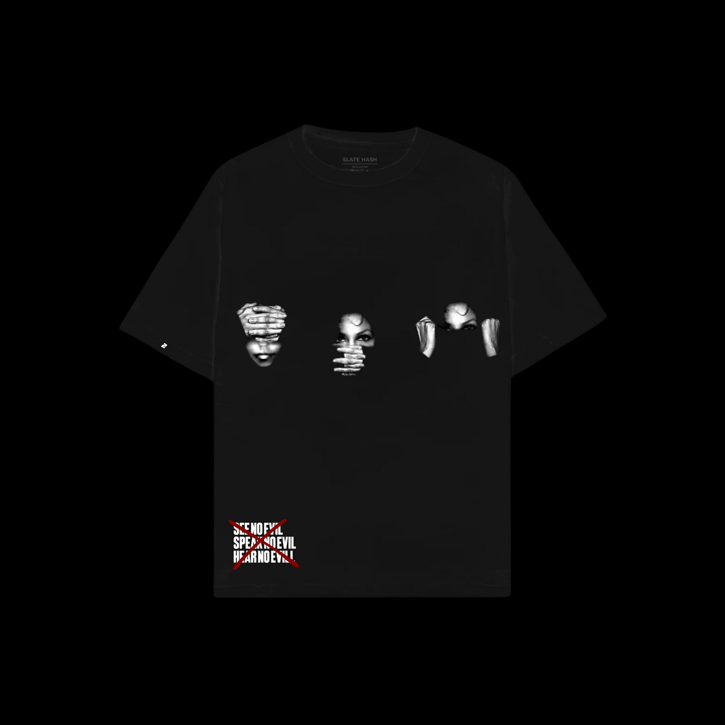 “No Evil” Slogan Graphic T-Shirt